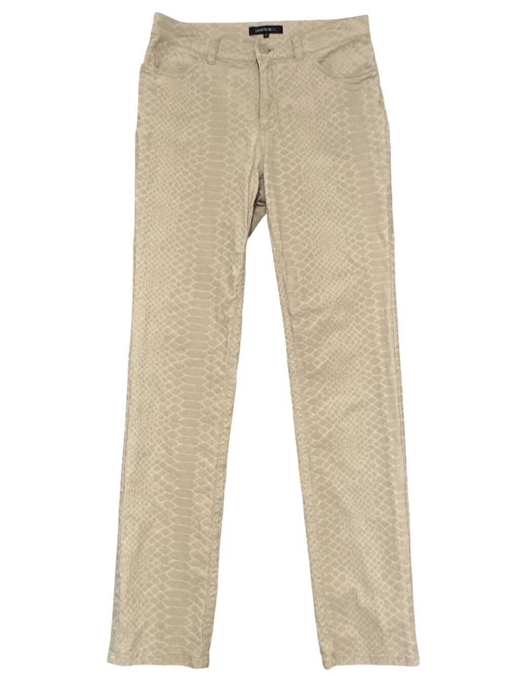Lafayette 148 Thompson Snake Embossed Straight Leg Pants Beige Reptile Women 6